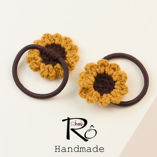 Dây buộc tóc hoa hướng dương cho nữ và bé gái 4cm |Đồ cột tóc len xinh Hàn Quốc |Shop Rô Handmade