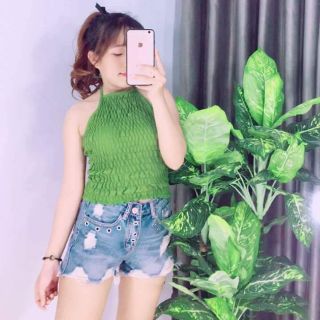 Áo cổ yếm bo chun