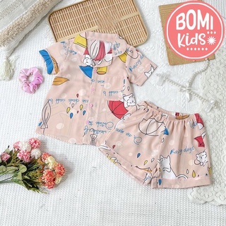 [ 11KG - 32KG ] Đồ Bộ Mặc Nhà Cộc Tay Pizama Lụa Mango Cao Cấp Cho Bé - Chất Vải Lụa_BM31