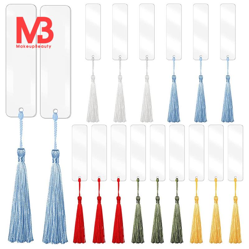 30 Miếng Acrylic Trống Đánh Dấu Trang Acrylic DIY Đánh Dấu Trang Chưa Hoàn Thành Acrylic Đánh Dấu Sách Đồ Trang Trí Và 30 Tua Rua Nhiều Màu Sắc
