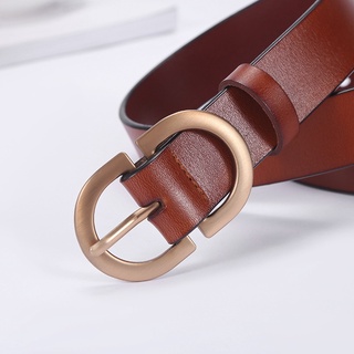 Thắt lưng, dây nịt thời trang nữ, bản rộng 2.8cm, da thật, đầu khóa hợp kim mạ màu đồng W28