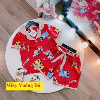 [ 18Kg - 26KG ]Đồ Bộ Bé Gái Pijama Lụa Cao Cấp Tay Ngắn - Chất Vải Thoáng Mát_BM33