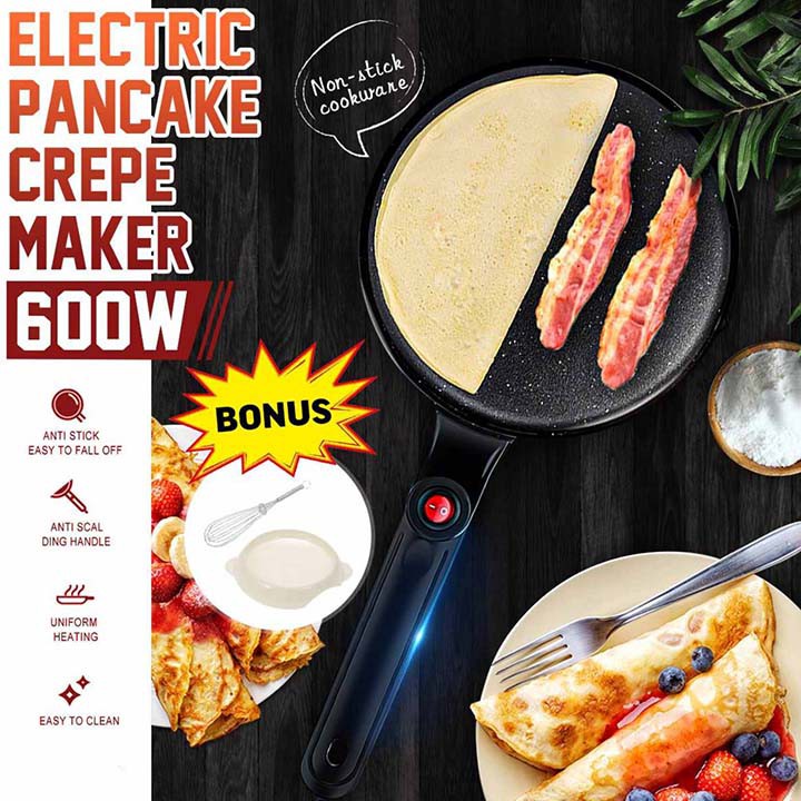 Máy làm bánh crepe 600W gia nhiệt nhanh, chống quá nhiệt, quá tải