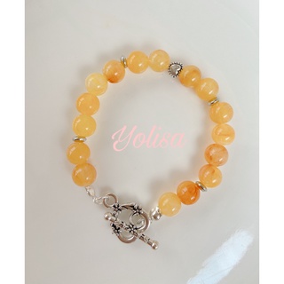 Vòng tay nữ handmade đá Autumn Stone kết hợp cùng khóa trái tim
