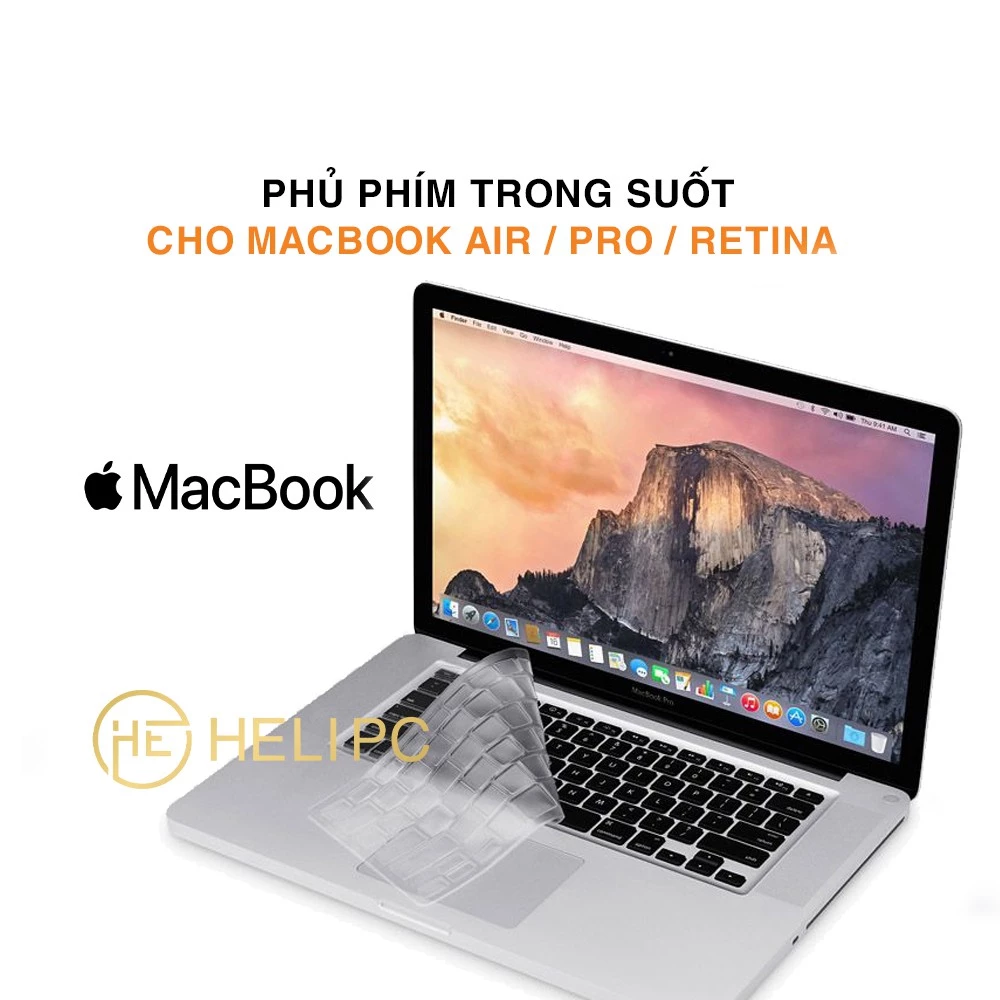 Phủ phím Macbook Air, Macbook Pro, Macbook Retina trong suốt TPU cao cấp chống nước, bụi bẩn - Phủ phím Macbook
