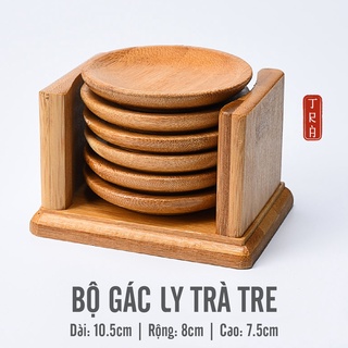 Bộ đế lót ly trà thủ công, được làm bằng tre tự nhiên, bao gồm 6 dĩa, kích thước 10.5x7.5x10.5cm