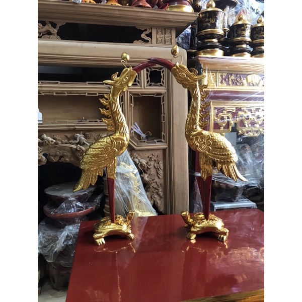 Hạc thờ 81/61[Hàng chính hãng].[đủ kích thước ]gỗ mít, Sơn son thếp vàng