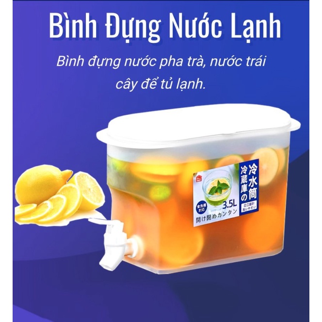 Bình Đựng Nước Tủ Lạnh Chịu Nhiệt Trong Suốt Có Vòi 3.5L 5685 hàng Việt Nhật cao cấp aladanh-net-vn