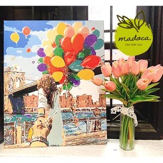 Tranh tô màu số hóa Madoca có khung 40x50cm Follow me T09