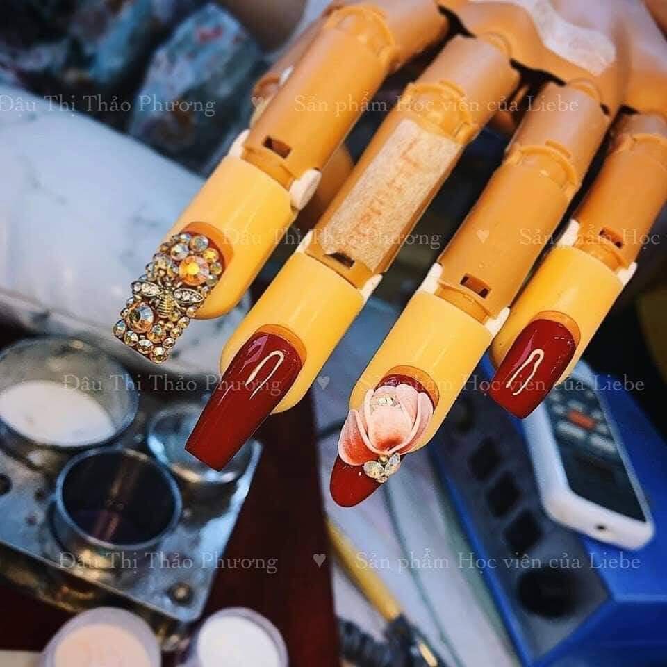 Bàn tay khớp học làm nail chuyên dụng - loại có khớp ngón tay cử động linh hoạt (tặng kèm 100 móng giả)