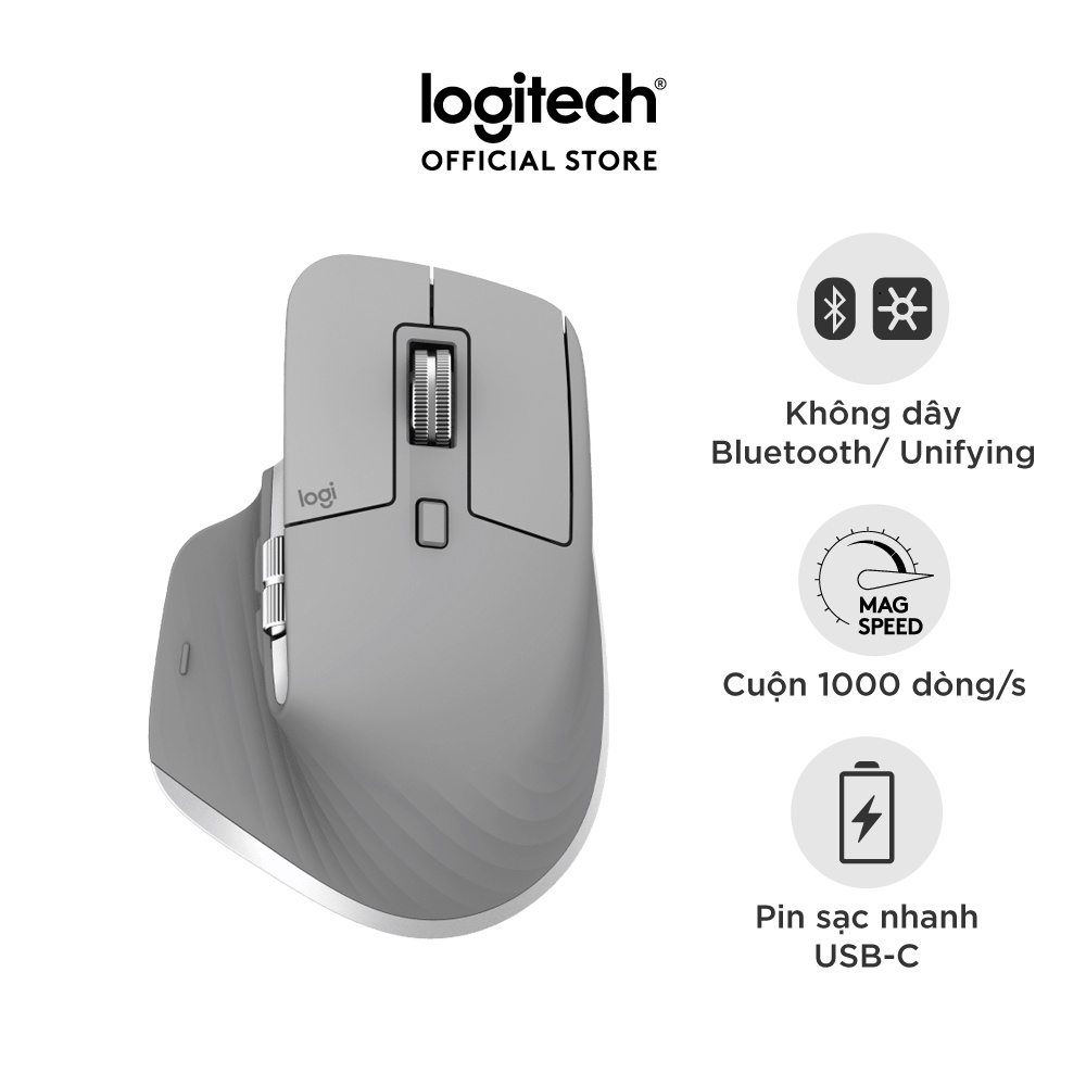 Chuột không dây Bluetooth Logitech MX Master 3 Form to, sạc nhanh USB