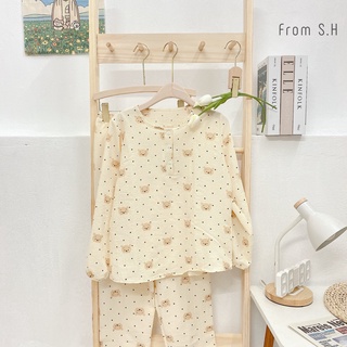 Bộ đồ ngủ nữ Pijama dài tay, cộc tay chất đũi xốp mềm mặc nhà họa tiết phong cách hàn quốc dễ mặc