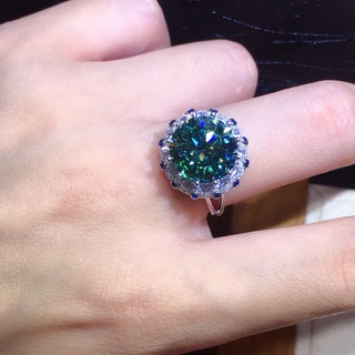 ❤ Ban Đầu Sang Trọng 3 Carat Trái Tim Mũi Tên Xanh Thật Moissanite Full Kim Cương Nhẫn Nữ Trang Sức Cưới
