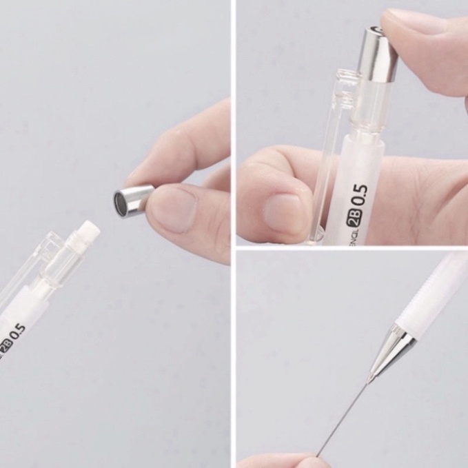Mẫu mới Mẫu mới Mẫu mới Mẫu mới Bút chì bấm mặt nhám trong suốt ngòi 0.5mm tiện lợi