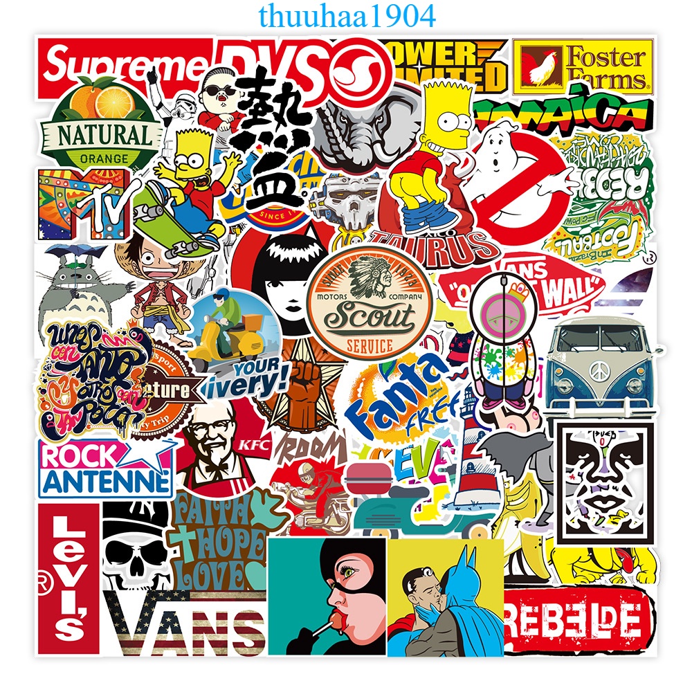 100 Sticker chống nước Chủ đề ĐƯỜNG PHỐ (MẪU 2) miếng dán graffiti dán ...