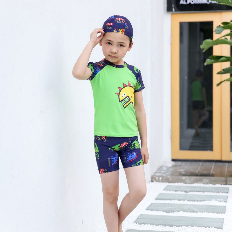 Mô tả Đồ Bơi Trẻ Em Tặng Kèm Nón Bơi Vải Bộ Đồ Bơi Cho Bé Cao Từ 85cm Đến 125cm Khủng Long Xanh Lá Cleacco DBTE BORO SPORT - 3