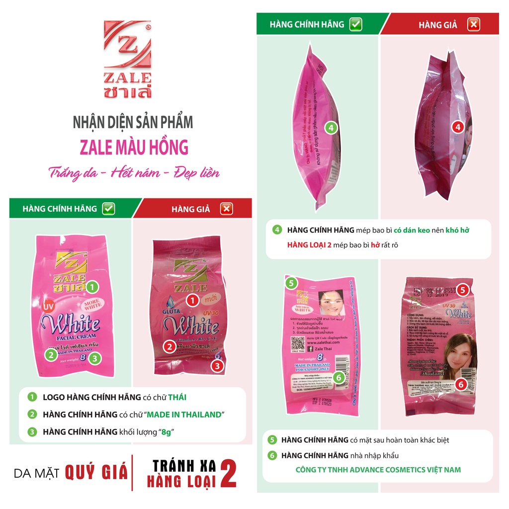 Kem dưỡng trắng da nén [ZALE THÁI] HỒNG ngọc trai - 1 hũ