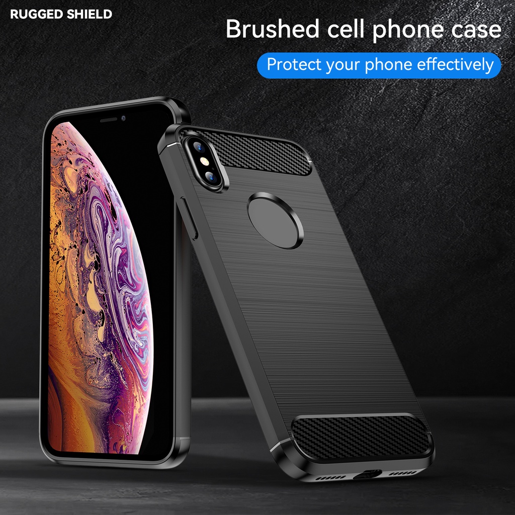 Sợi Carbon Chải Sọc Cho iPhone X XS MAX XR Silicon Mềm tpu Vỏ Điện Thoại Chống Sốc Vỏ Bảo Vệ