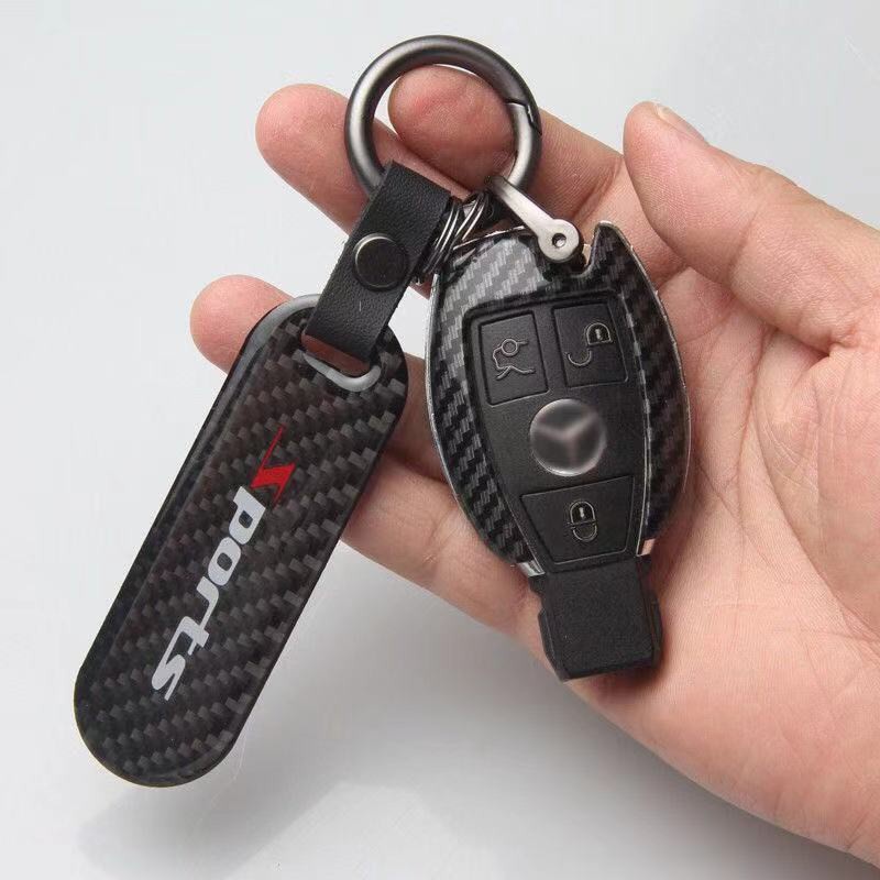 Móc chìa khóa bằng sợi carbon thiết kế đơn giản cho xe hơi BMW Benz Audi