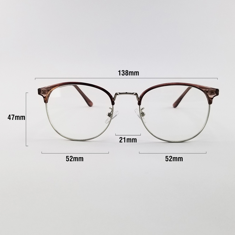 Mô tả Mắt kính cận độ sẵn 0 đến 6.00 độ nam nữ mắt tròn oval kim loại bọc nhựa 7K10209 màu đen, nâu, xám. - 4