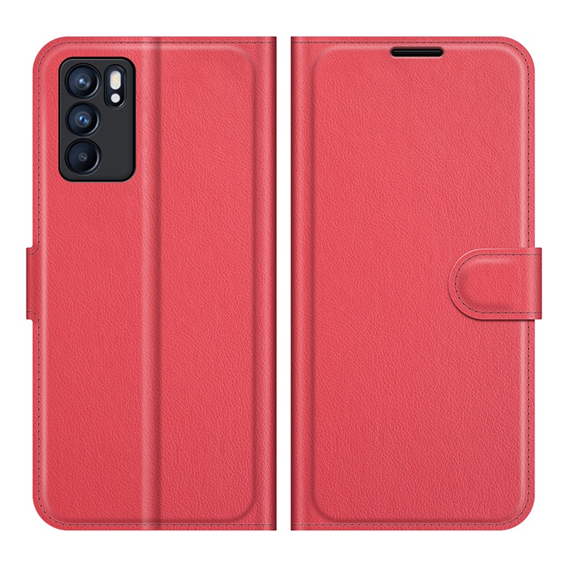 Oppo A60 4G Reno11 F 5GOPPO Reno6 Z 5G Reno 6 Pro 6Z 5 Pro 4 Pro 4Z Ốp Điện Thoại Ví Flip Case Litchi Grain Da PU Chống Trầy Xước Đứng Vỏ Reno5
