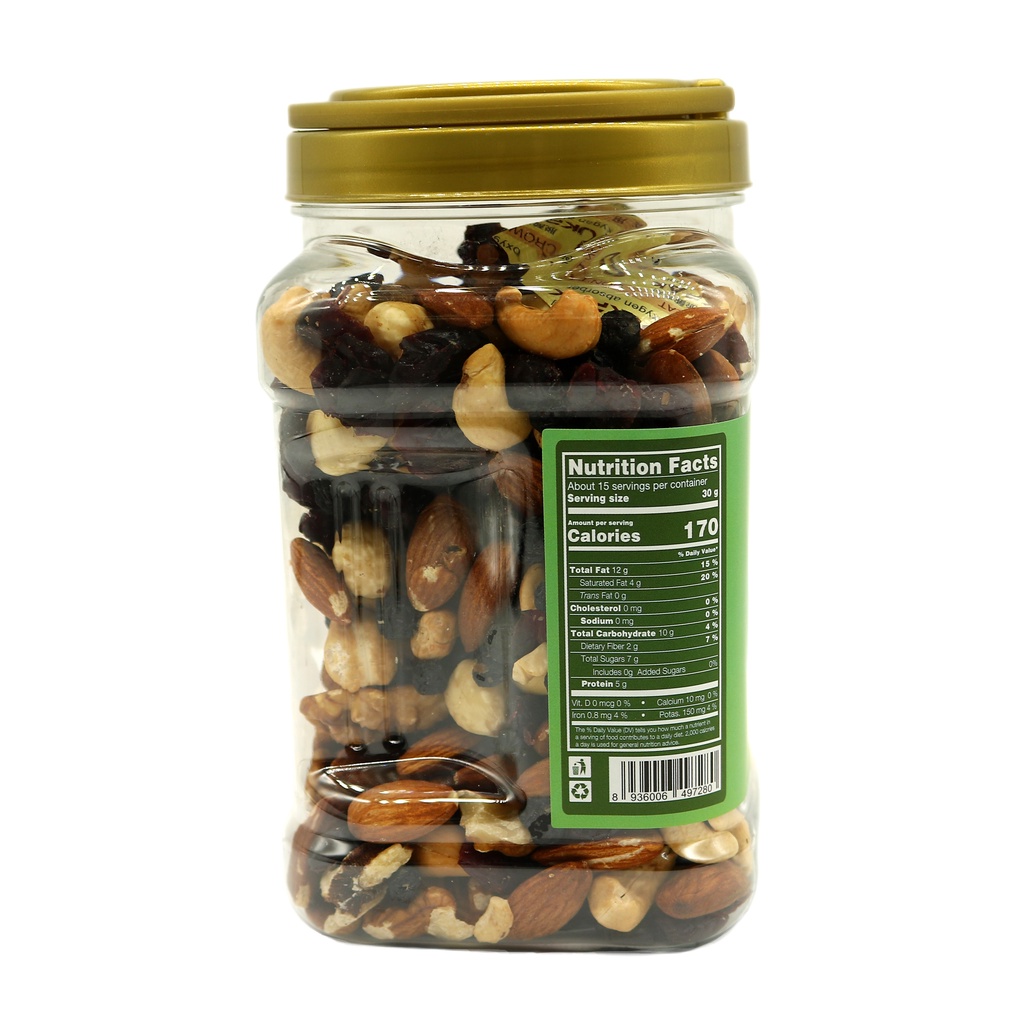 Hạt dinh dưỡng và hoa quả, quả mọng Trail mix 450g/ hủ LAFOOCO