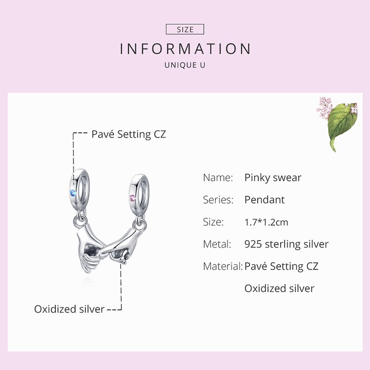 Hạt Charm Bamoer BSC505 Mẫu Tay Nắm Tay Bằng Bạc 925 Dùng Để Tự Làm Vòng Tay/Dây Chuyền