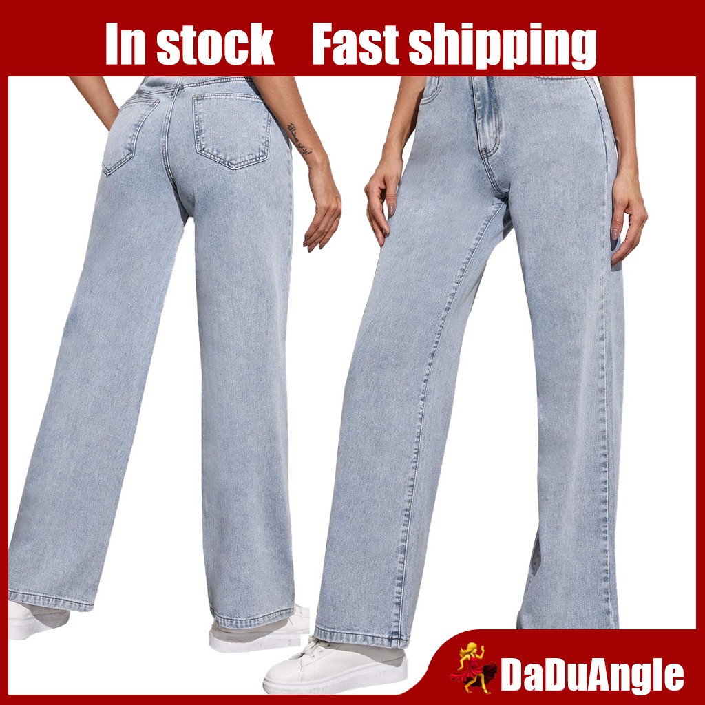 Ảnh Quần jean nữ cạp cao ống thẳng rộng cho nữ 1