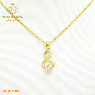 Dây Chuyền, Vòng Cổ Nữ Mặt Đính Đá Màu Trắng Xi Mạ Vàng Non Cao Cấp - Trang Sức Hava Hong Kong