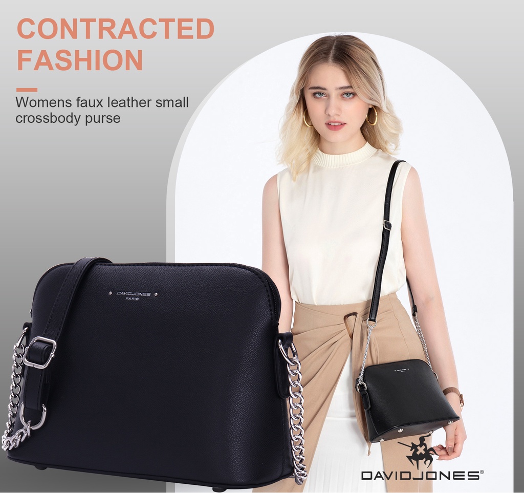Mô tả Túi đeo chéo DAVID JONES từ da pu phối dây xích thời trang mùa xuân dành cho nữ - 2