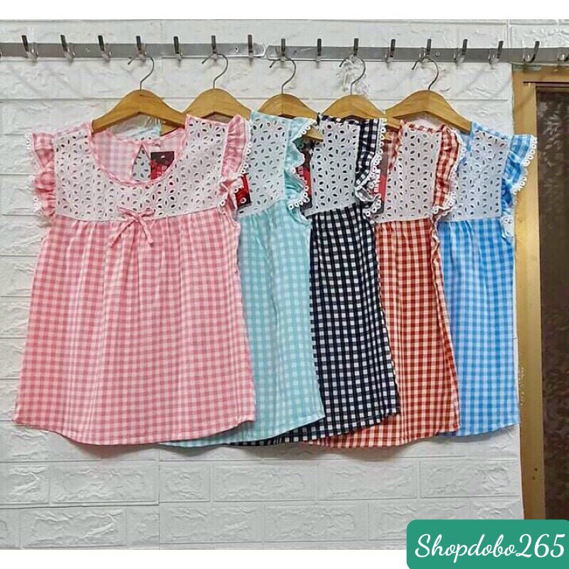 Đồ bộ nữ,đồ ngủ mặc nhà lửng vải lụa họa tiết caro phối ren siêu cưng size 45-65kg