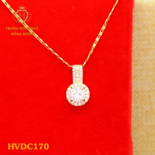 Dây Chuyền, Vòng Cổ Nữ Mặt Đính Đá Màu Trắng Xi Mạ Vàng Non Cao Cấp - Trang Sức Hava Hong Kong