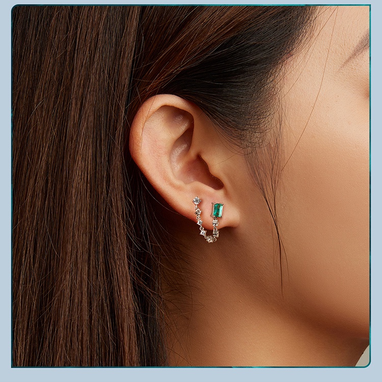 BAMOER 1 Đôi Bông Tai Bạc s925 Đính Đá zircon Thời Trang Cho Nữ