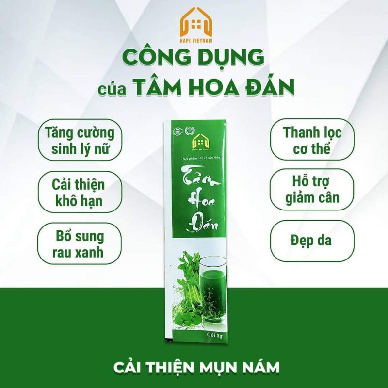 MUA 1 TẶNG 2 - TÂM HOA ĐÁN DIỆP LỤC CẦN TÂY, NƯỚC UỐNG ĐẸP DA, GIẢM MỤN THÂM NÁM