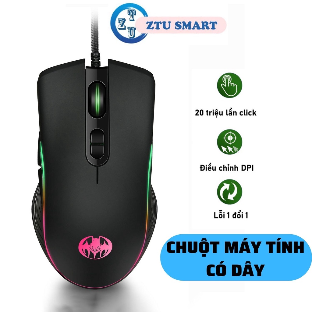 Mô tả Chuột máy tính chơi game ZTU Smart GM20 bản có dây DPI 7200 thiết kế công thái học phù hợp cả gaming và văn phòng - 1