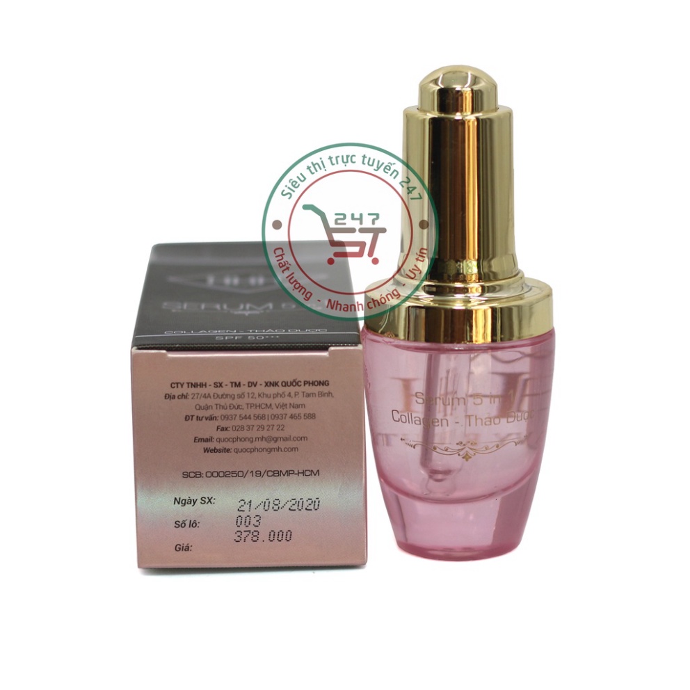 Serum dưỡng Trắng da mặt Săn da Ngừa nhăn da Lão hóa collagen thảo dược HHH 5in1 35ml (đen)
