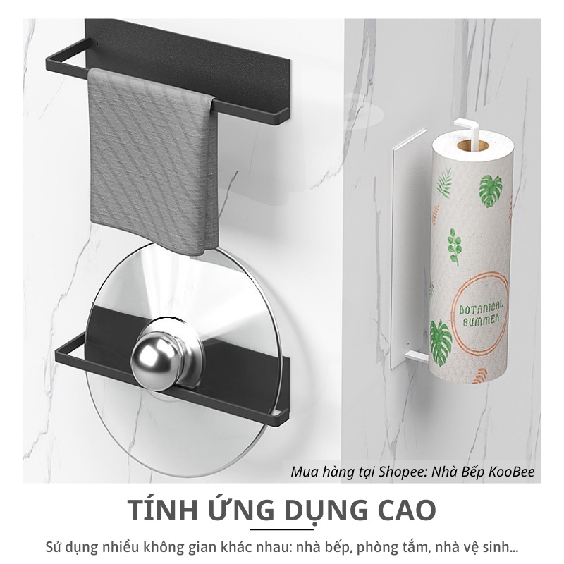 Giá Treo Giấy Cuộn Nhà Bếp, Treo Khăn Đa Năng KOOBEE - Phun Sơn Tĩnh Điện, Không Cần Khoan Đục - Kéo Giấy Bằng 1 Tay (NB