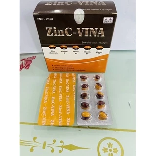 Viên uống Zinc-Vina kẽm gluconat (Hộp 100 viên) bổ sung kẽm, giúp tăng sức đề kháng, tăng miễn dịch, ăn ngon.