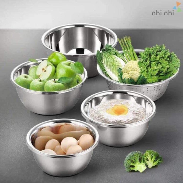 bộ thau rổ inox 5 món | Shopee Việt Nam