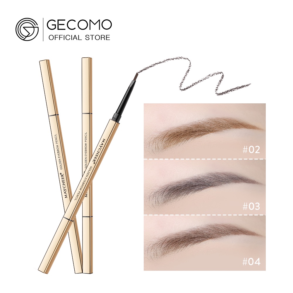 Ảnh Chì Kẻ Lông Mày GECOMO Chống Nước Lâu Phai Thiết Kế Vỏ Màu Vàng Đồng 2