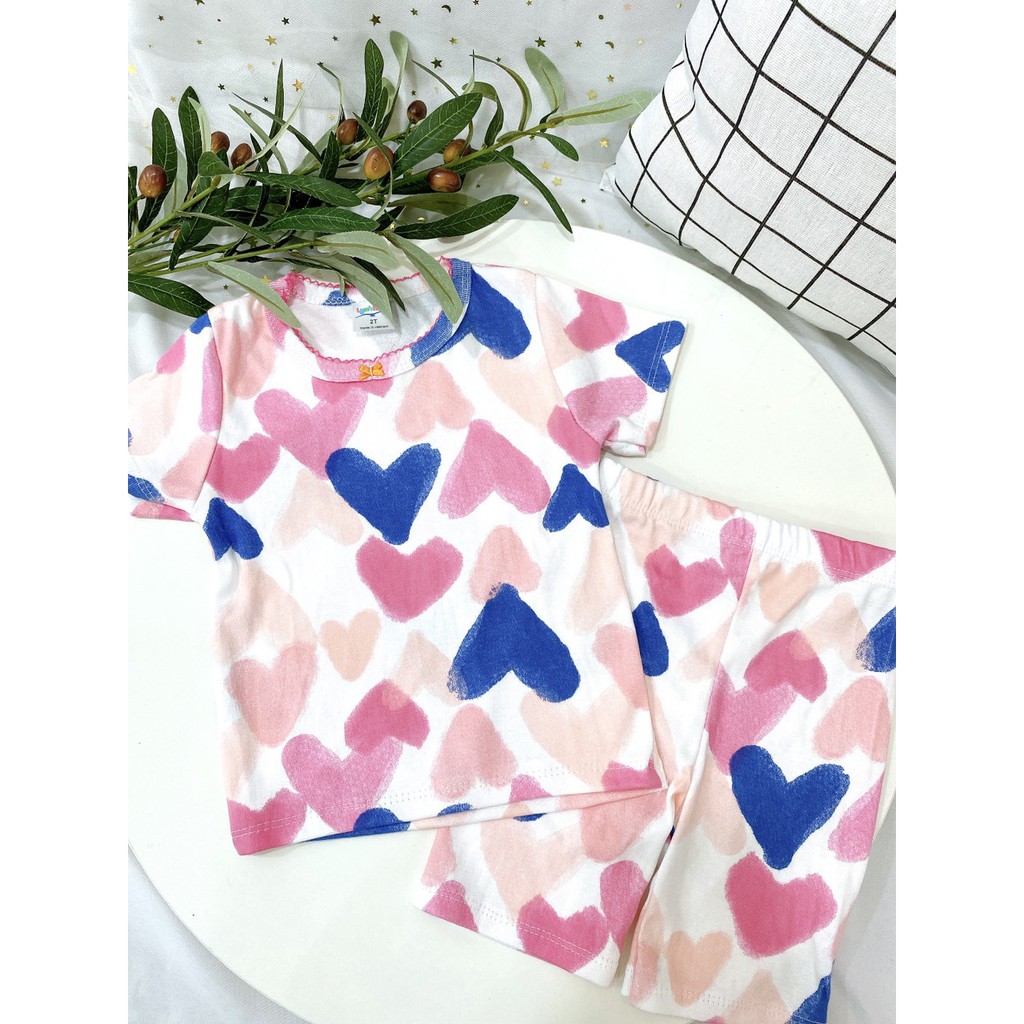 Bộ Cộc Tay Cotton 100 % Thoáng Mát In Nhiều Họa Tiết Siêu Xinh Cho Bé Gái (10-20kg)