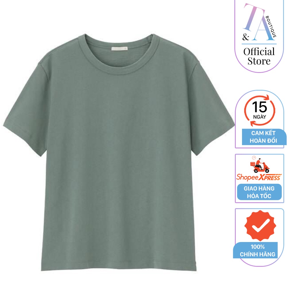 Áo thun nữ xanh trơn Crew-Neck T-shirt chất vải mềm, thoáng mát , co giãn ChiDu - TA026