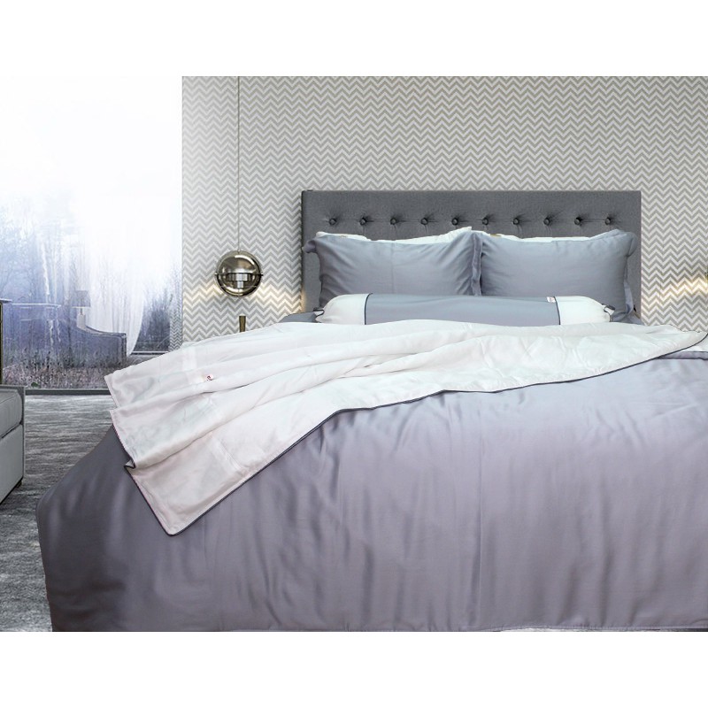 Bộ chăn ga gối ra giường lụa tencel siêu mềm mịn ghi xám sang trọng Hàn Quốc Julia 881