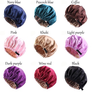 JKDESIGN Mũ Tóc Satin Giả Lụa Điều Chỉnh Nút Ngủ Có Thể Điều Chỉnh Mũ Ngủ