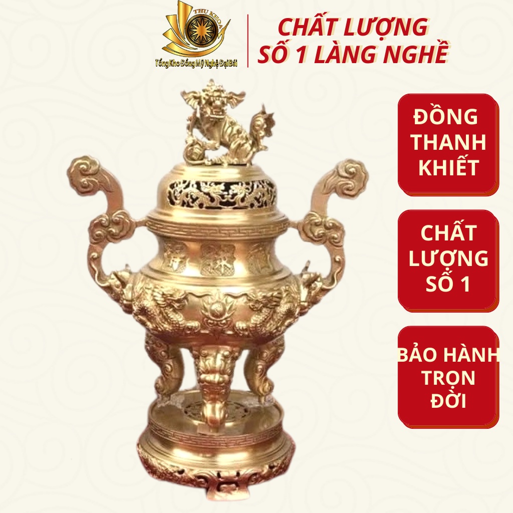 Bộ Đỉnh Đồng Catut Tam Sự Đủ Kích Thước 45, 50, 60 Đồng Nguyên Chất 100% Liền Nguyên Khối Đồ Đồng Đại Bái Freeship