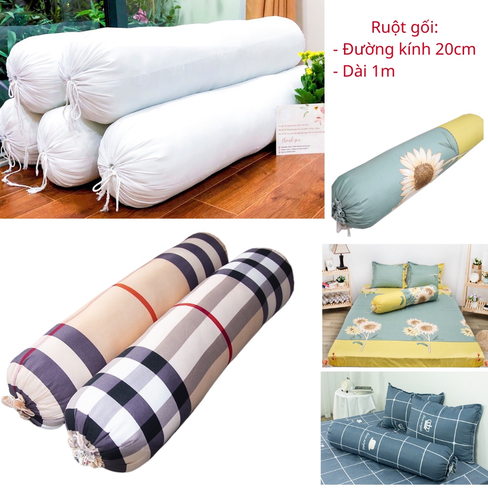 Ảnh Vỏ gối ôm ZingZingMart chất liệu cotton poly mềm mát (phù hợp với ruột đường kính 20cm) 2