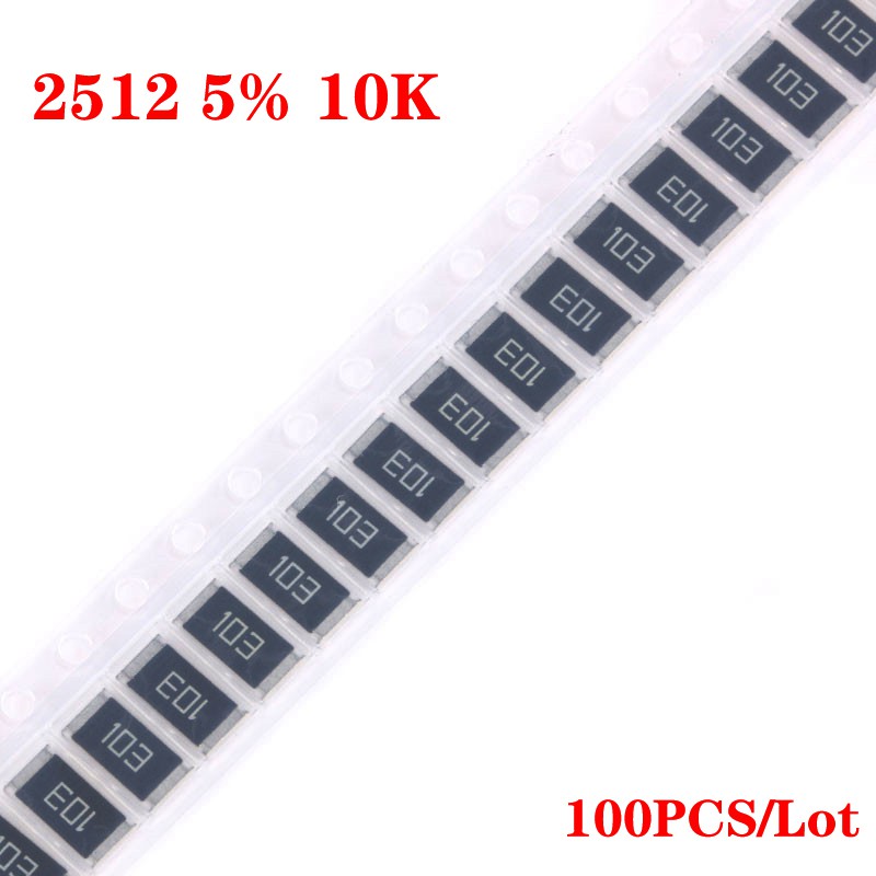 100 Chiếc Điện Trở Chip SMD 2512 1W 10K ohm 10KR 103 5% Điện Trở Thụ ...