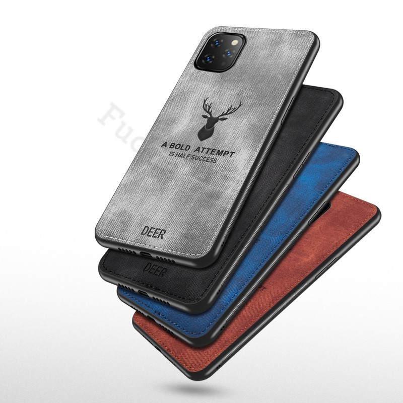 Ốp Điện Thoại Vải Chắc Chắn Tương Thích Cho iPhone 11 Pro Xs Max XR Xs X 8 7 Plus SE 2020 Họa Tiết Vải Nai Sừng Tấm Hươu Mềm