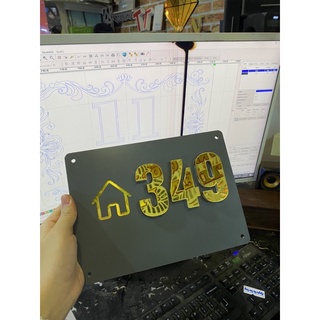 Số nhà alu ghi sần, số nổi mica gương cao cấp