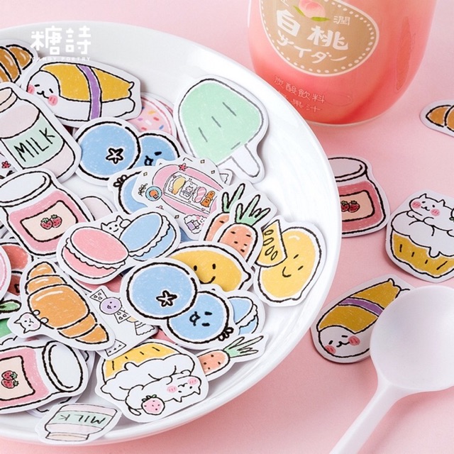 45c FOOD STICKER ĐỒ ĂN DỄ THƯƠNG TRANG TRÍ SỔ BULLET JOURNAL ...